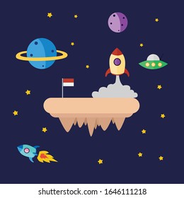 Space Flat Design Vector Ilustration