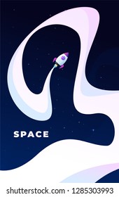 Space flat vector background, planets and stars. Space for your text.