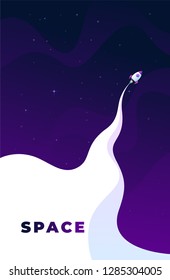 Space flat vector background, planets and stars. Space for your text.