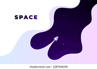 Space flat vector background, planets and stars. Space for your text.