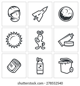 Space flight icons. Vector Illustration.