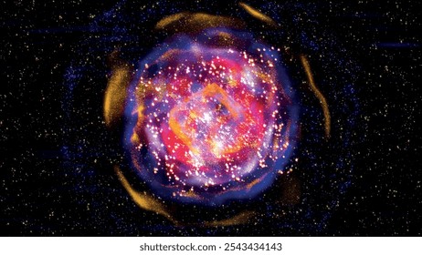 Space flight into a star field. Flying Through The Stars And Colorful Nebula In Space. Space travel, deep space exploration. Vector illustration.