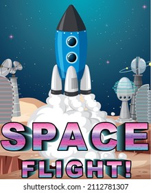 Space Flight poster design with spaceship illustration
