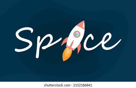 Raum. Flug Rakete unter den Sternen. Vektorgrafik geeignet für Postkarten, Poster und Kleidung.