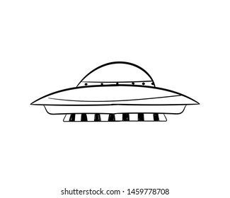 Space flying saucer doodle vector