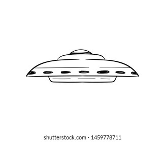 Space flying saucer doodle vector