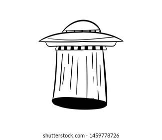 Space flying saucer doodle vector