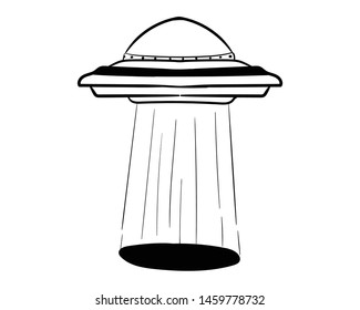 Space flying saucer doodle vector