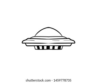Space flying saucer doodle vector