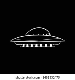 Space flying saucer doodle vector flat black