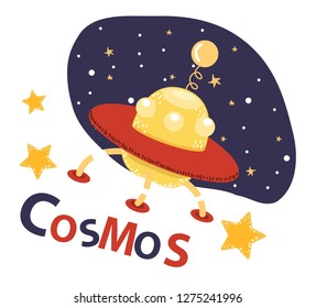space flying saucer vector illustration
