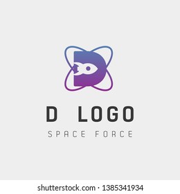 Space Force Logo Design D Initial Galaxy Rocket Vector In Gradient Background