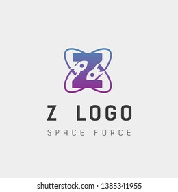 Space Force Logo Design Z Initial Galaxy Rocket Vector In Gradient Background