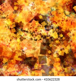 The space formed by the golden flakes. Square shape, randomly mixed. Seamless pattern.  For fabric, wallpaper, wrapping paper, printing.