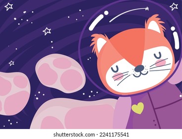 space fox astronaut and rocks