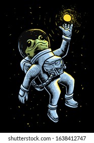 Space frog astronaut vector illustration