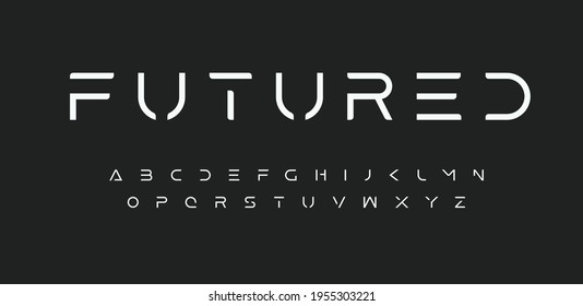 Space Futured alphabet, futuristic font. Cutting-Edge sci-fi minimalist line style letters for logo, headline, monogram, poster, music or movie cover. Vector future typographic design