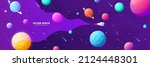 Space futuristic modern colorful background with rocket. Starship, spaceship in night sky. Solar system, galaxy and universe exploration. Vector illustration.