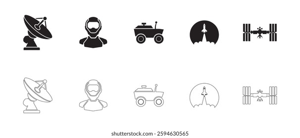 Space and Futuristic Themes Icons set. Editable vector icon. Perfect for web and app interfaces, presentations, info graphics, etc. 
