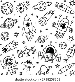 Conjunto de iconos de astronauta de la galaxia espacial