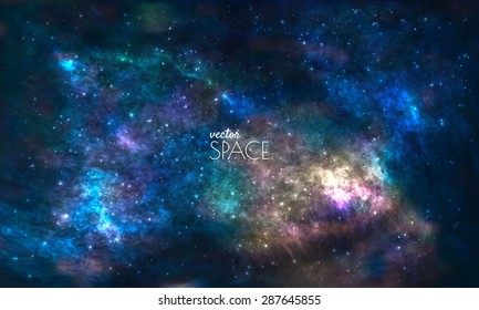 Space Galaxy Background with nebula, stardust and bright shining stars. Vector illustration for your design, artworks