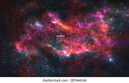 Space Galaxy Background with nebula, stardust and bright shining stars. Vector illustration for your design, artworks