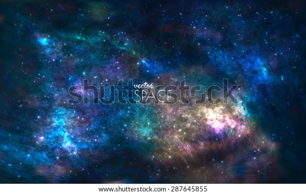 星雲 星塵 明るく輝く星の背景に宇宙銀河 デザイン アートワーク用のベクターイラスト のベクター画像素材 ロイヤリティフリー