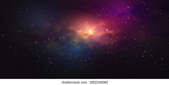 Space galaxy background. Realistic vector cosmos illustration