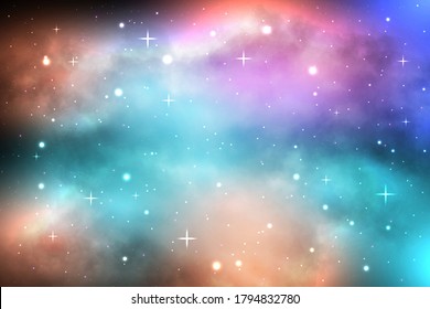 Space galaxy background with shining stars and nebula, Vector cosmos with colorful milky way, Galaxy at starry night, Vector illustration