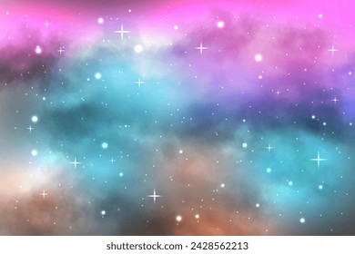 Space galaxy background with shining stars and nebula, Vector cosmos with colorful milky way, Galaxy at starry night, Vector illustration