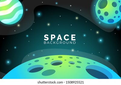 Space galaxy background with stars and planets. Background template for web design, landing page, poster illustration