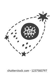 Space Galaxy childish cosmic element with  constellation and eye. Creative scandinavian nursery print for kids apparel, poster, tee shirt.