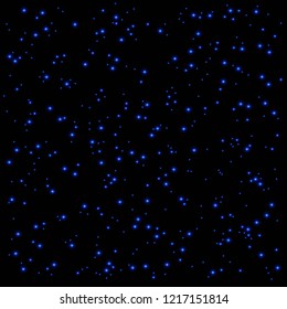 Space Galaxy constellation. Abstract magic vector dark background of sparkling stars in the night sky. Shiny confetti, glitter elements with light effect. New Year, Christmas holiday illustration