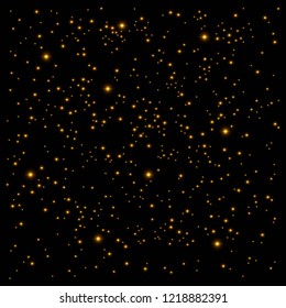  Space Galaxy constellation. Abstract magic vector dark background of sparkling stars in the night sky. Shiny confetti, glitter elements with light effect. New Year, Christmas holiday illustration