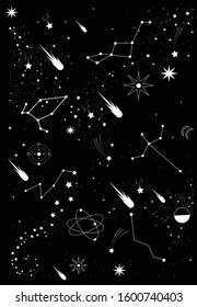 Space Galaxy constellation pattern print could be used for textile, zodiac star yoga mat, phone case