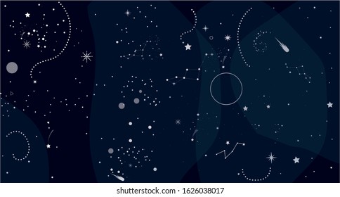 Space Galaxy constellation pattern print could be used for textile, zodiac star yoga mat, phone case
