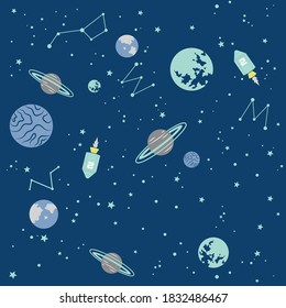 Space Galaxy constellation pattern print could be used for textile, zodiac star yoga mat, phone case