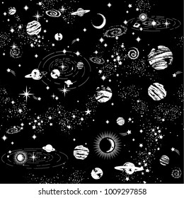 Space Galaxy constellation seamless pattern print could be used for textile, zodiac star yoga mat, phone case