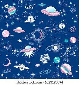 Space Galaxy constellation seamless pattern print could be used for textile, zodiac star yoga mat, phone case