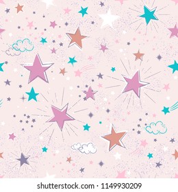 Space Galaxy constellation seamless pattern print could be used for textile, zodiac star yoga mat, phone case
