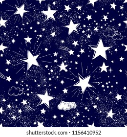 Space Galaxy constellation seamless pattern print could be used for textile, zodiac star yoga mat, phone case