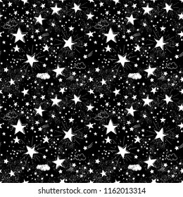 Space Galaxy constellation seamless pattern print could be used for textile, zodiac star yoga mat, phone case