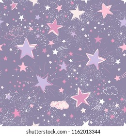 Space Galaxy constellation seamless pattern print could be used for textile, zodiac star yoga mat, phone case