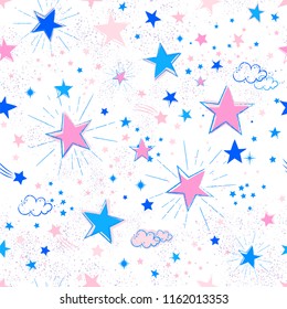 Space Galaxy constellation seamless pattern print could be used for textile, zodiac star yoga mat, phone case