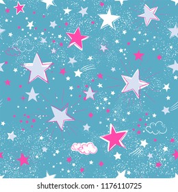 Space Galaxy constellation seamless pattern print could be used for textile, zodiac star yoga mat, phone case