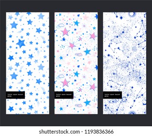 Space Galaxy constellation seamless pattern print could be used for textile, package design, zodiac star yoga mat, phone case