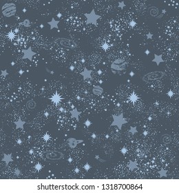 Space Galaxy constellation seamless pattern print could be used for textile, zodiac star yoga mat, phone case