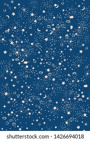 Space Galaxy constellation seamless pattern print could be used for textile, zodiac star yoga mat, phone case