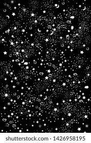 Space Galaxy constellation seamless pattern print could be used for textile, zodiac star yoga mat, phone case