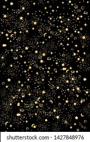 Space Galaxy constellation seamless pattern print could be used for textile, zodiac star yoga mat, phone case